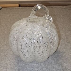 Clear Hand Blown Glass Pumpkin Decor